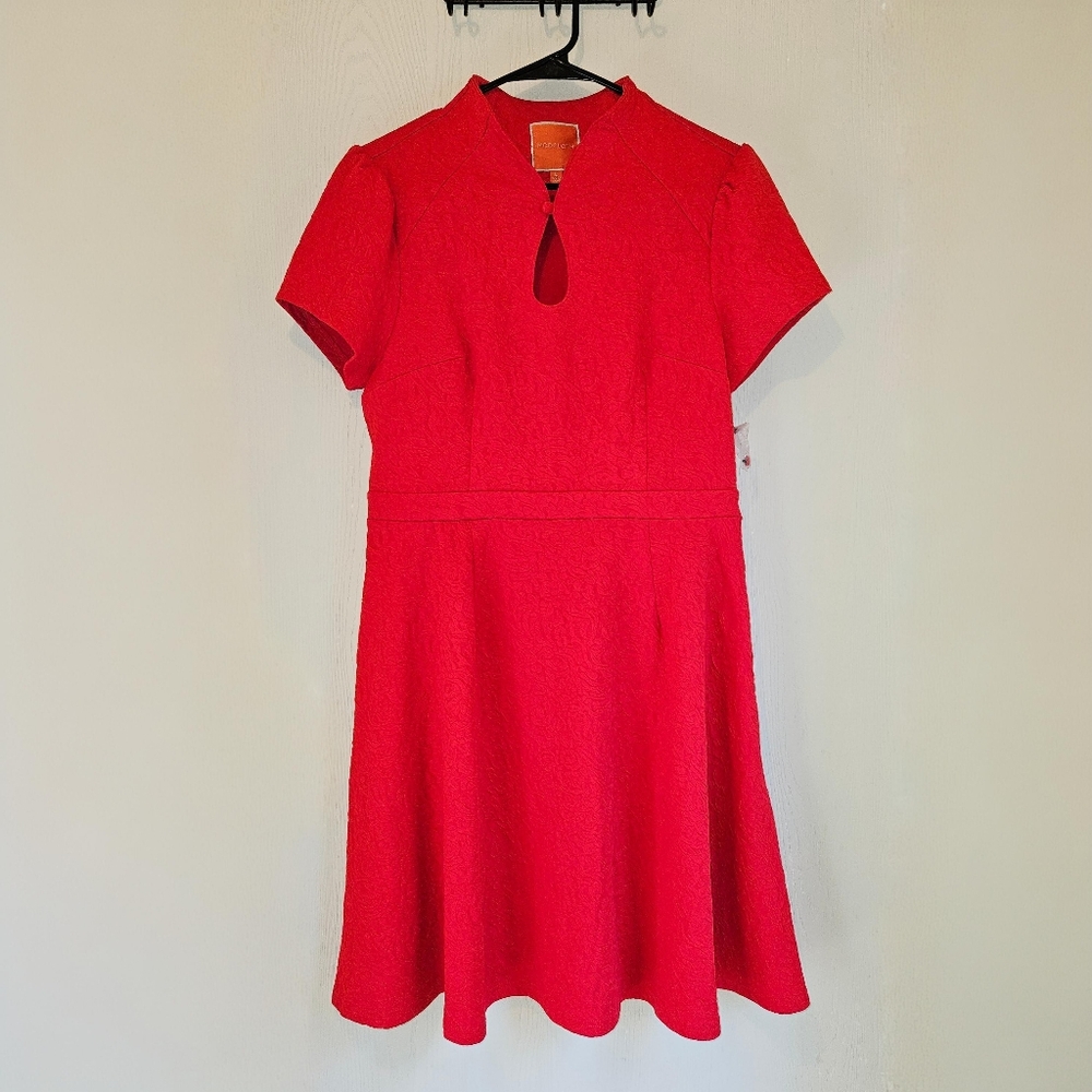 Modcloth Vibrant Red Midi Dress Size Large - New